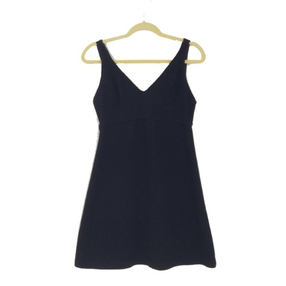 Armani Exchange Woven Waffle Knit V-Neck Fit & Flare Mini Dress Black Size 6 - Picture 1 of 5